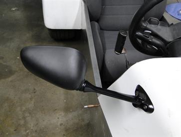 The Suzuki mirrors were easy to mount and pivot forward or backward to provide a wide range of adjustment and prevent damage when hit or bumped.