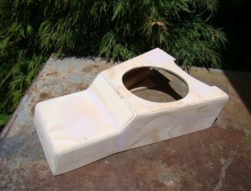 The centre console "buck", fabricated from plywood to enable a fibreglass mould to be made.